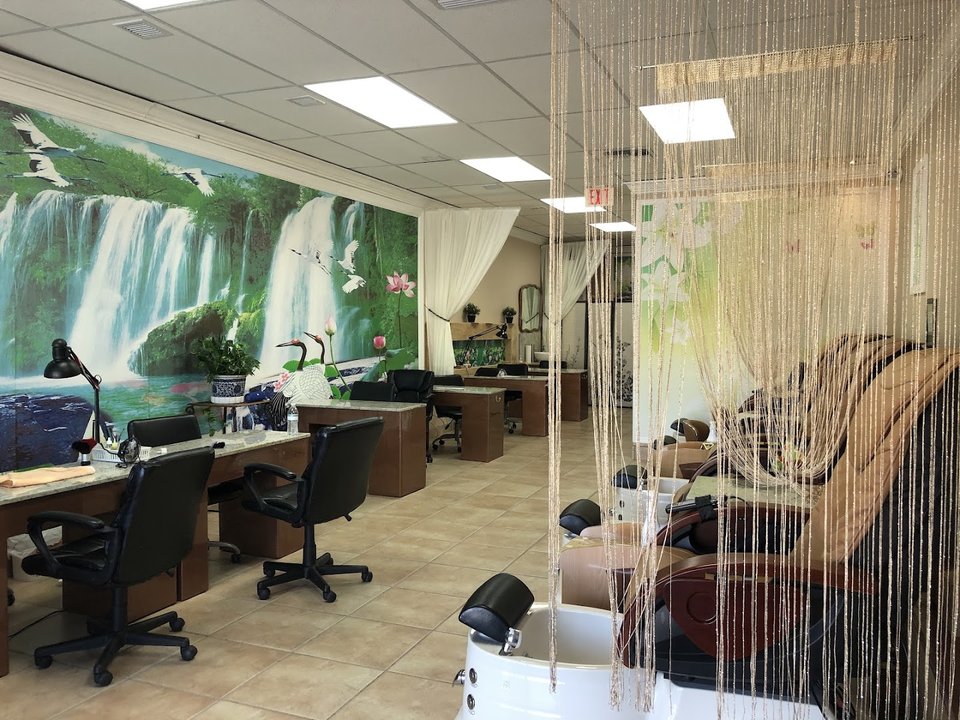 Pedicure chairs inside a Coral Springs salon.