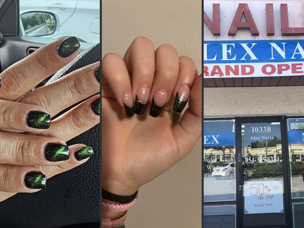 Gel nail service with polished fingertips.